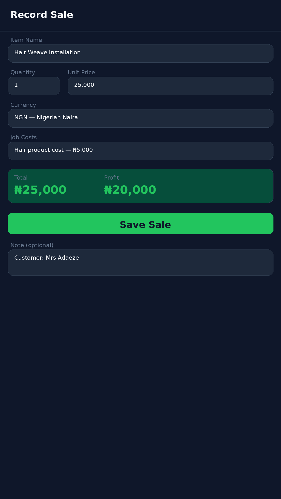 Add Sale